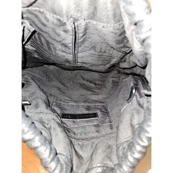 Rebecca Minkoff Moto Drawstring Backpack Black Soft Pebbled Leather 14x13x1 - Picture 7 of 8